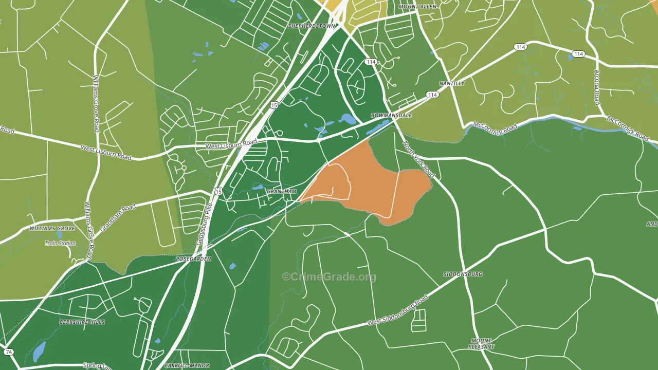Grantham, PA Map of Assault Rates