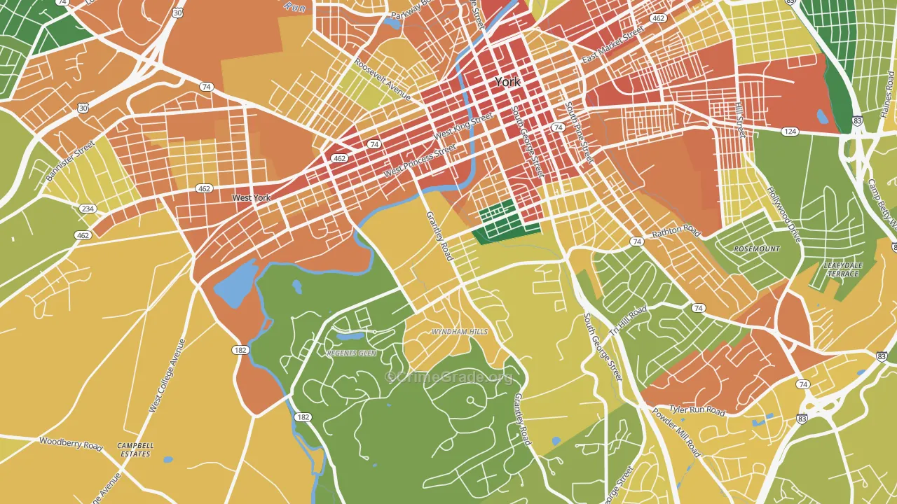 Grantley, York, PA Map of Assault Rates