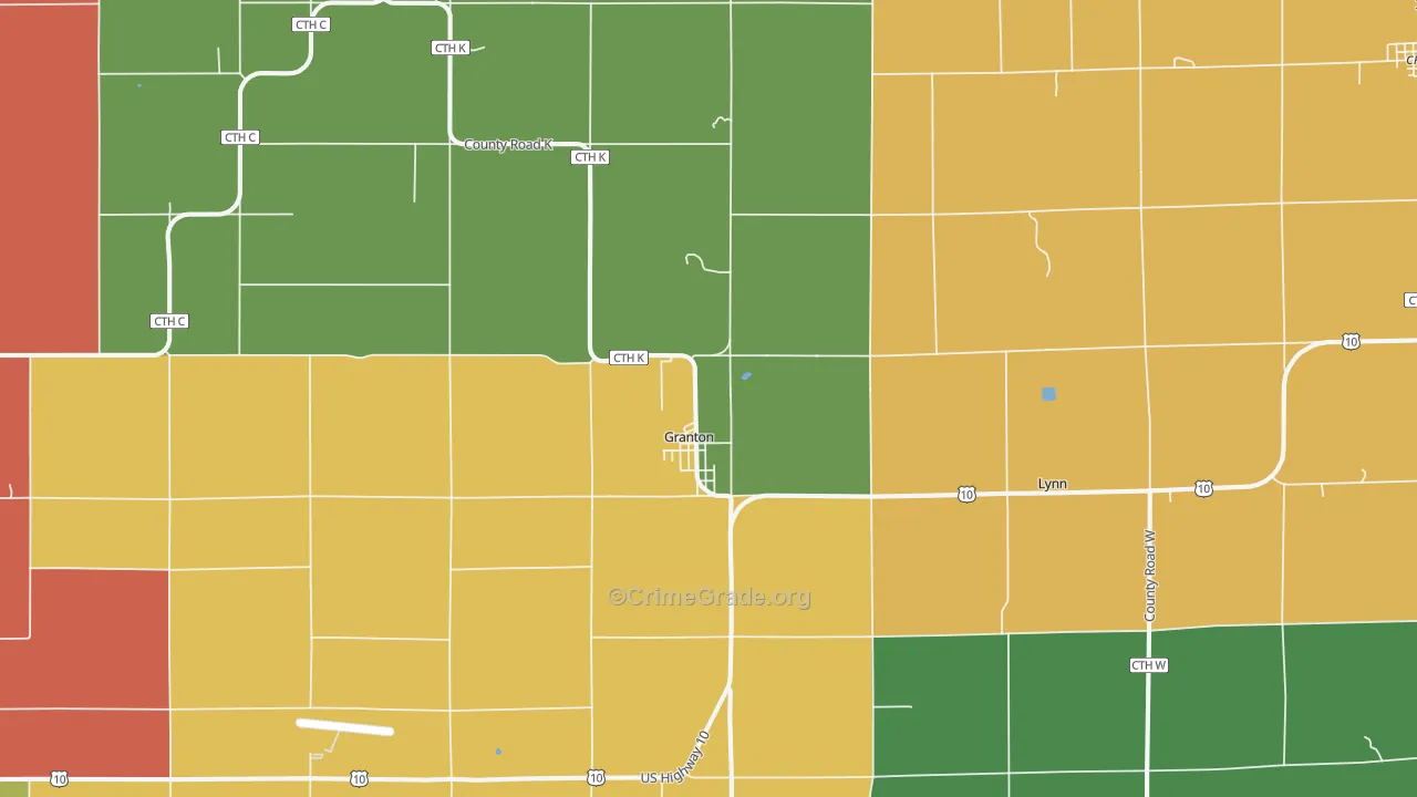 Granton, WI Map of Assault Rates