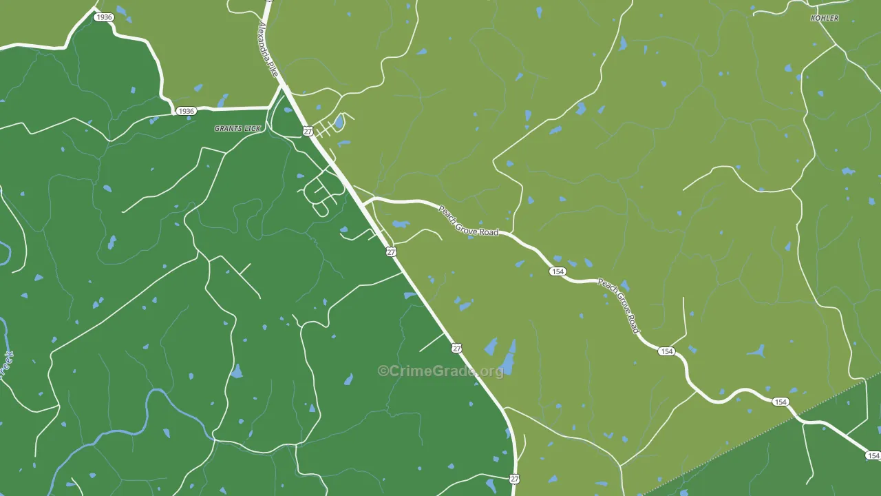 Grants Lick, KY Map of Assault Rates