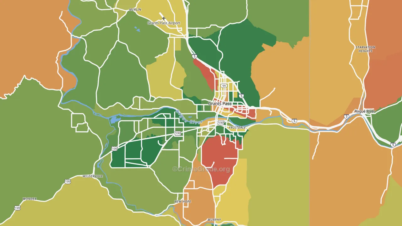Grants Pass, OR Map of Assault Rates