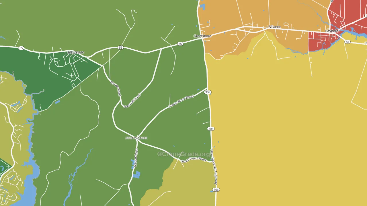 Grantsboro, NC Map of Assault Rates