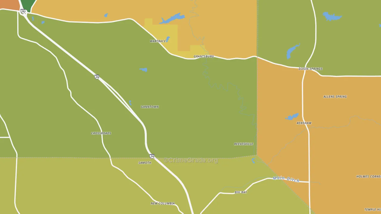 Grantsburg, IL Map of Assault Rates