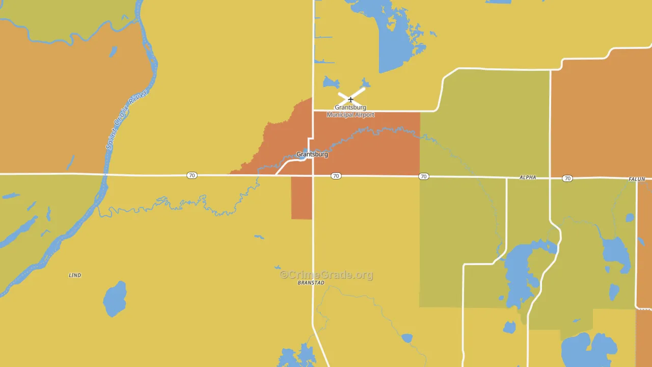 Grantsburg, WI Map of Assault Rates