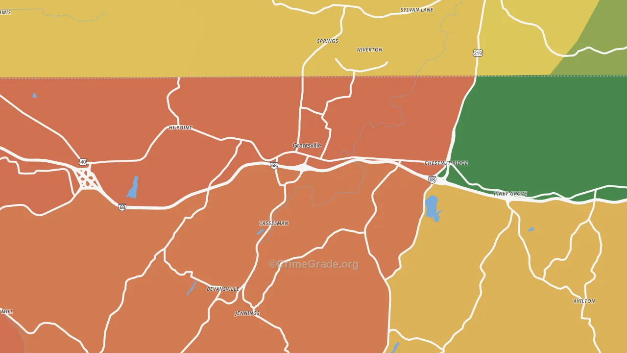 Grantsville, MD Map of Assault Rates
