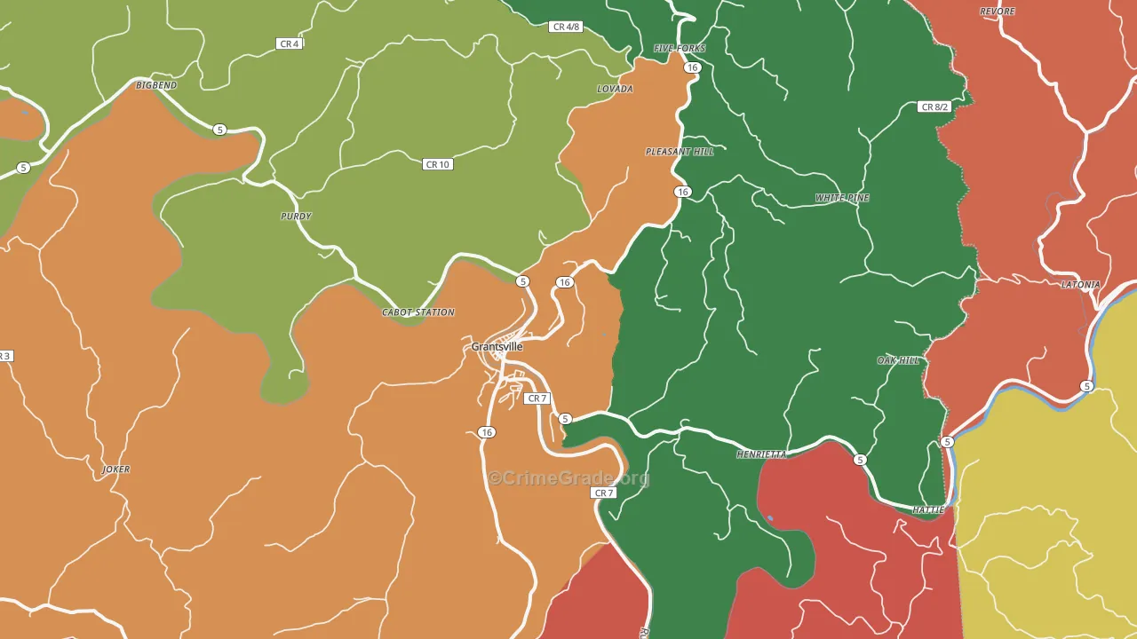 Grantsville, WV Map of Assault Rates