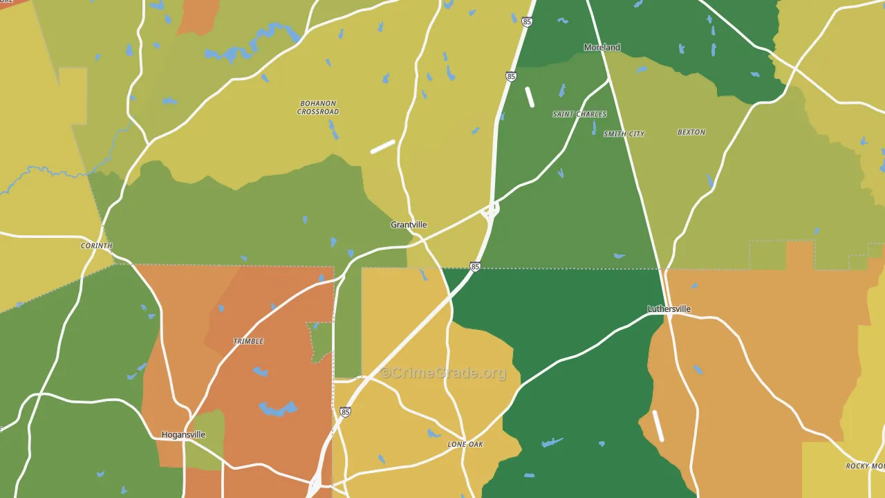 Grantville, GA Map of Assault Rates