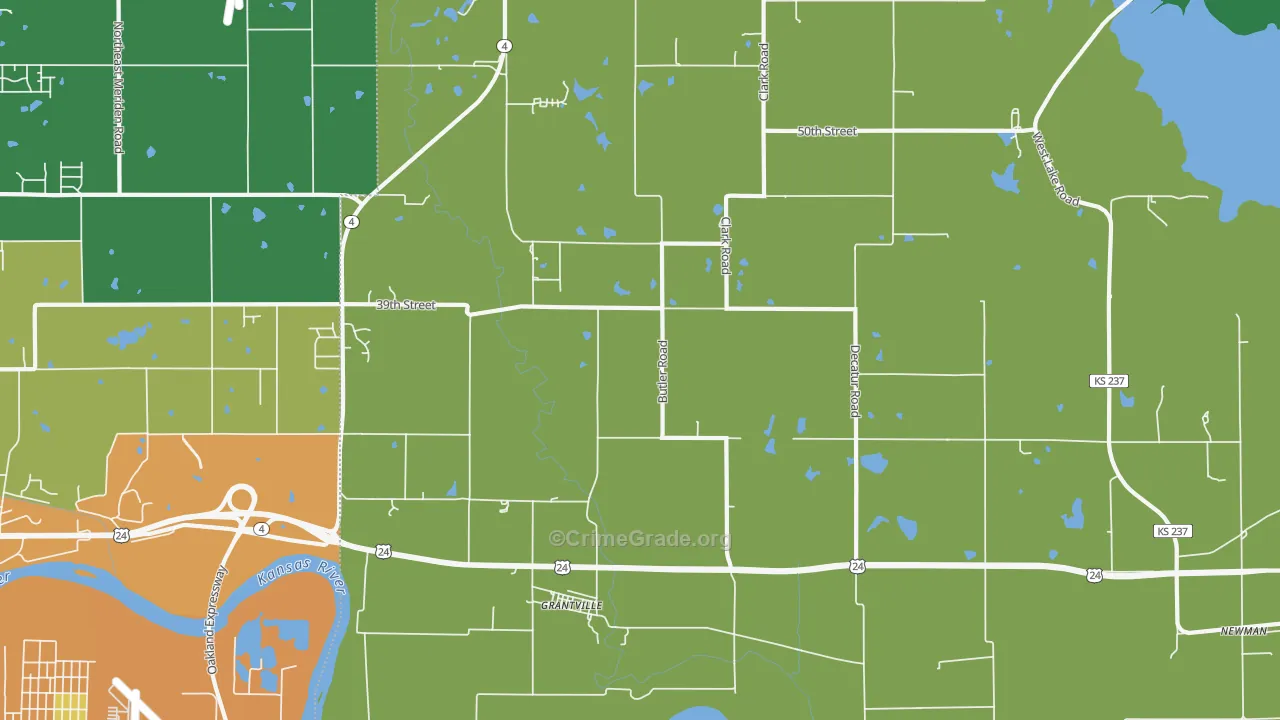 Grantville, KS Map of Assault Rates