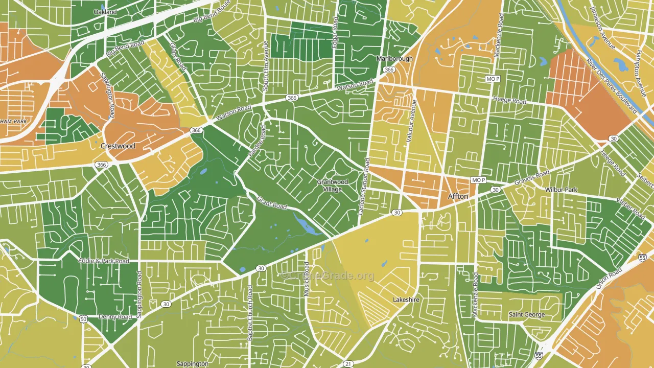Grantwood Village, MO Map of Assault Rates