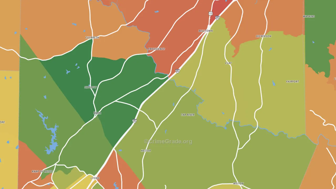 Granville County, NC Map of Assault Rates