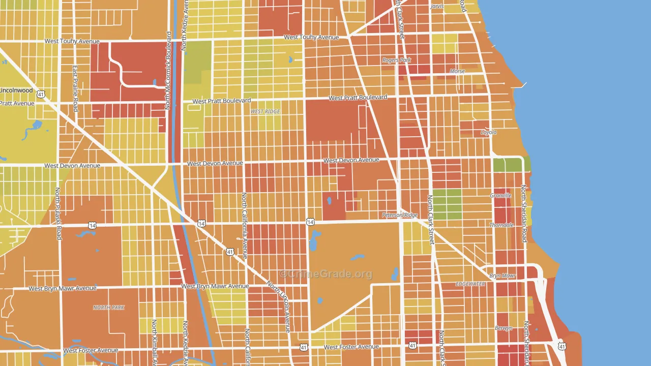 Granville Gardens, Chicago, IL Map of Assault Rates