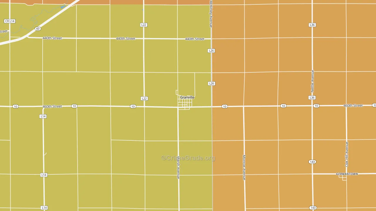 Granville, IA Map of Assault Rates