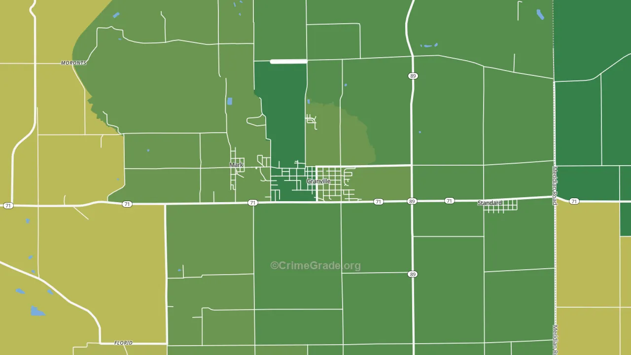 Granville, IL Map of Assault Rates