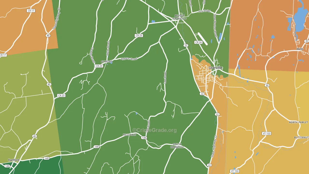 Granville, NY Map of Assault Rates