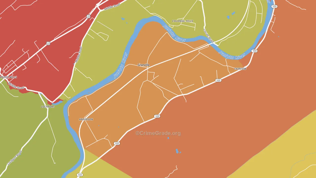 Granville, PA Map of Assault Rates
