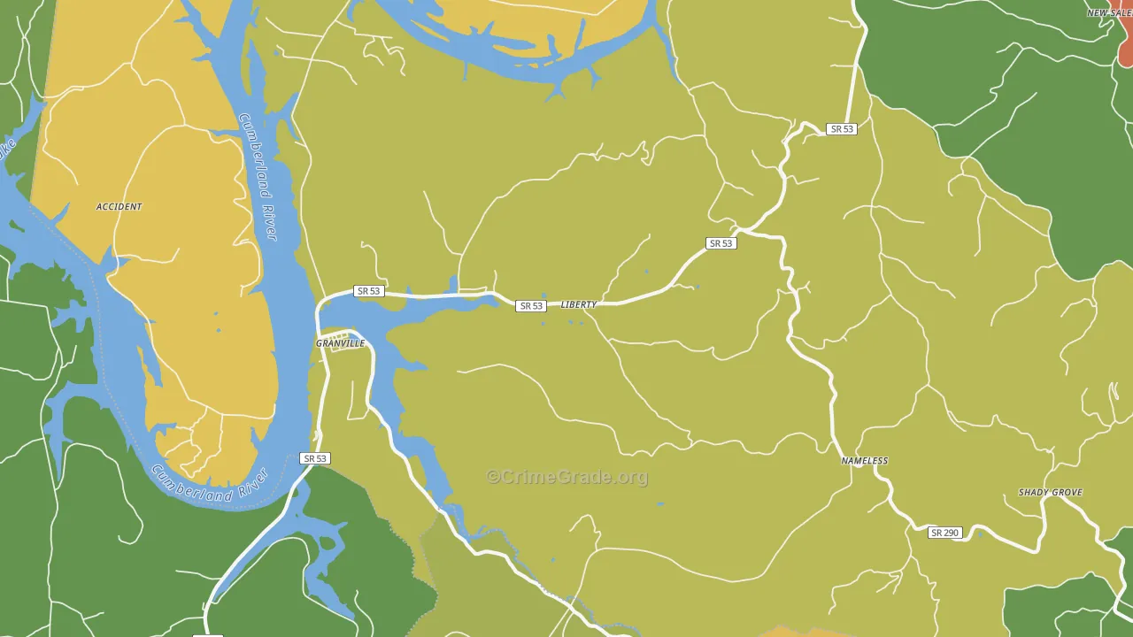Granville, TN Map of Assault Rates