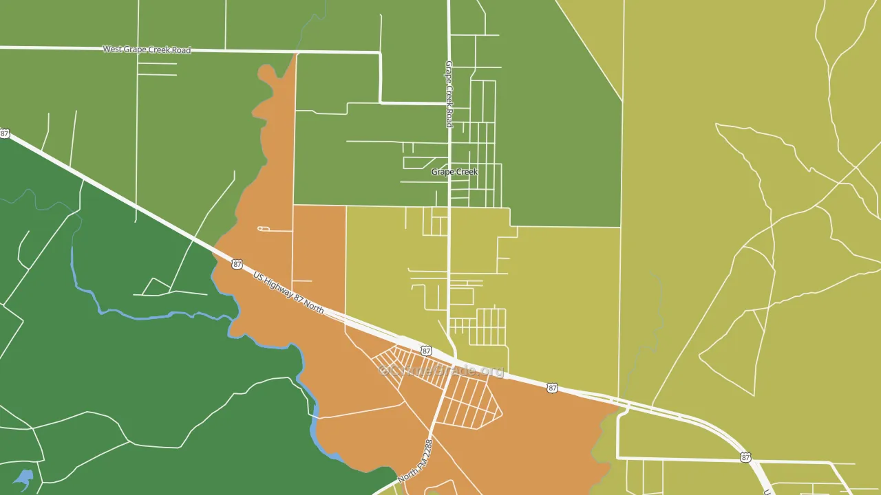 Grape Creek, TX Map of Assault Rates