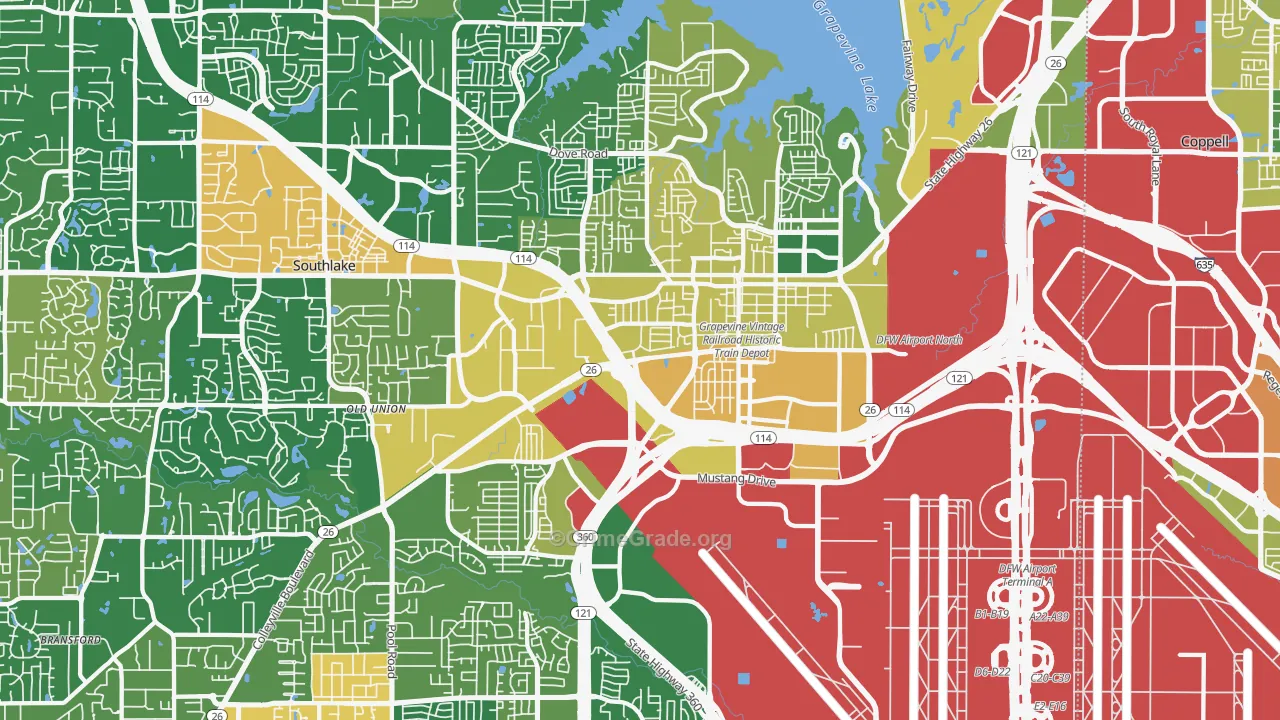 Grapevine, TX Map of Assault Rates
