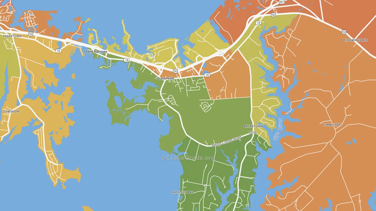 Grasonville, MD Map of Assault Rates