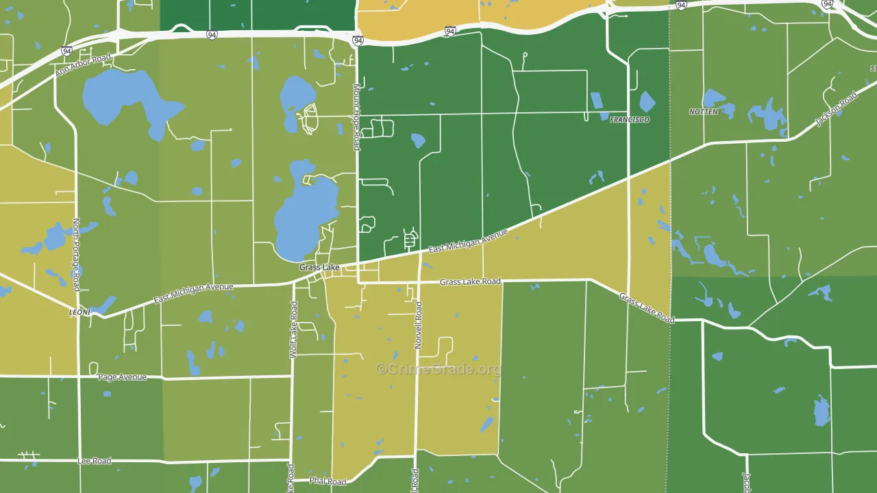 Grass Lake, MI Map of Assault Rates