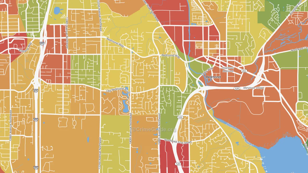 Grass Lawn, Redmond, WA Map of Assault Rates