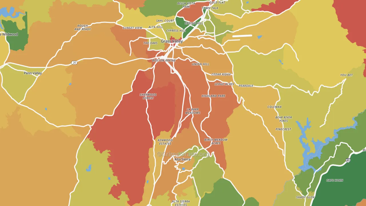 Grass Valley, CA Map of Assault Rates