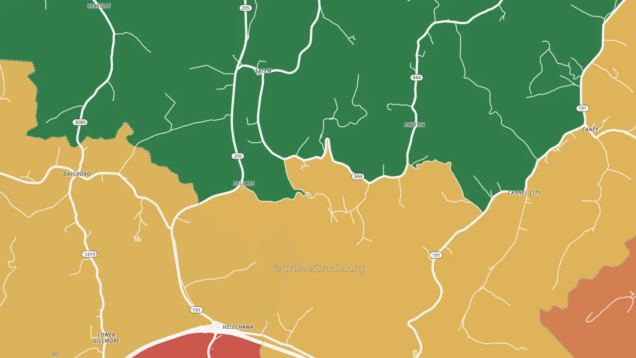 Grassy Creek, KY Map of Assault Rates