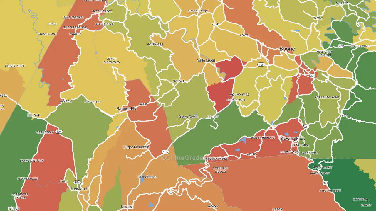 Grassy Creek, NC Map of Assault Rates