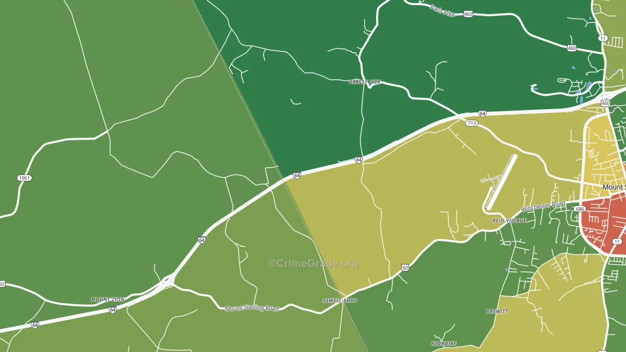 Grassy Lick, KY Map of Assault Rates