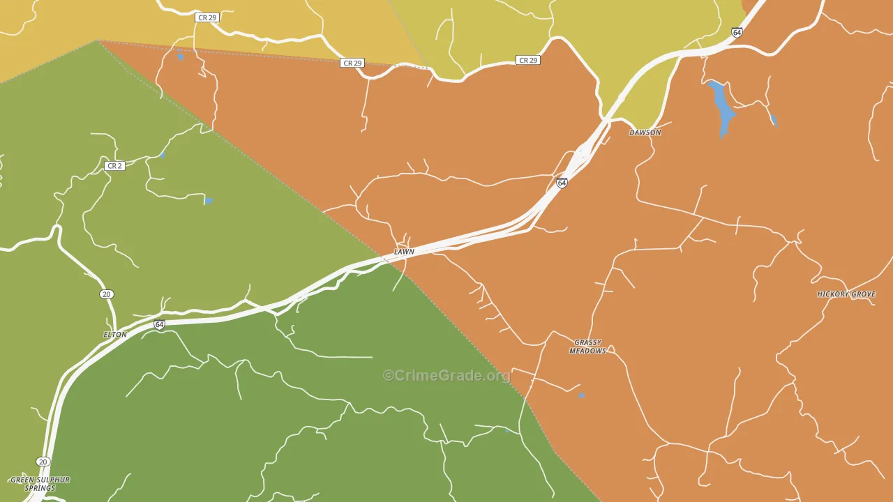 Grassy Meadows, WV Map of Assault Rates