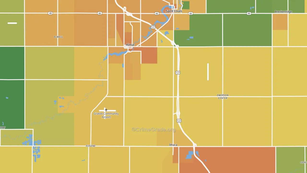 Gratiot County, MI Map of Assault Rates