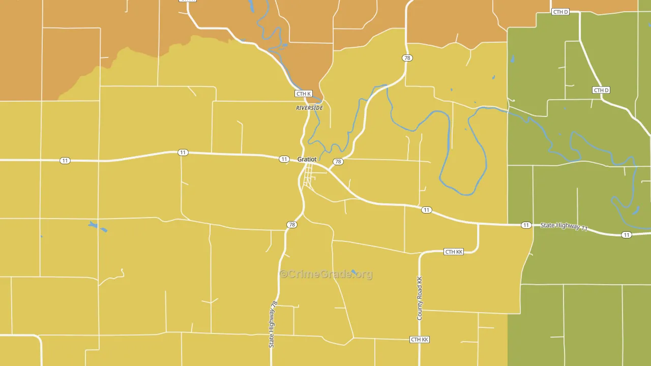 Gratiot, WI Map of Assault Rates