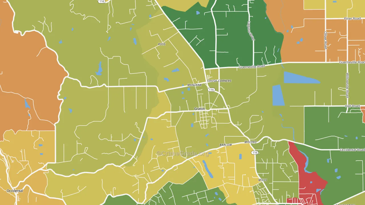 Graton, CA Map of Assault Rates
