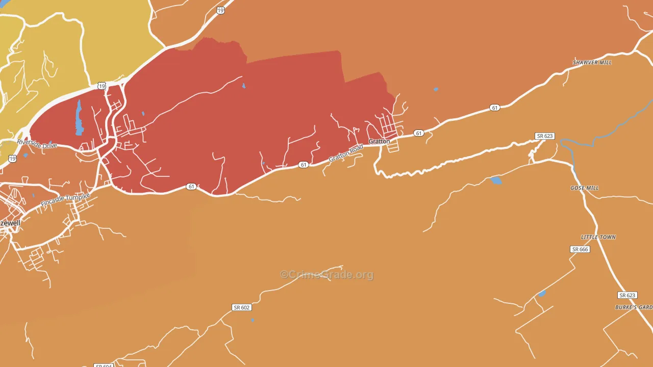 Gratton, VA Map of Assault Rates