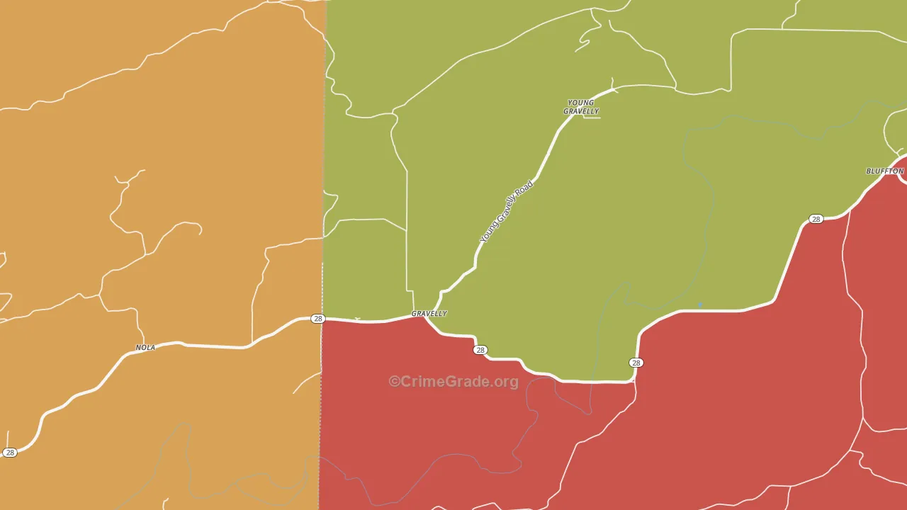 Gravelly, AR Map of Assault Rates