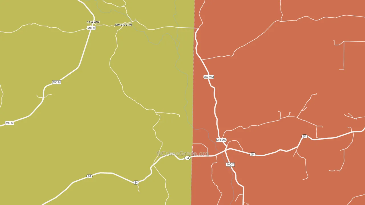 Gravelton, MO Map of Assault Rates