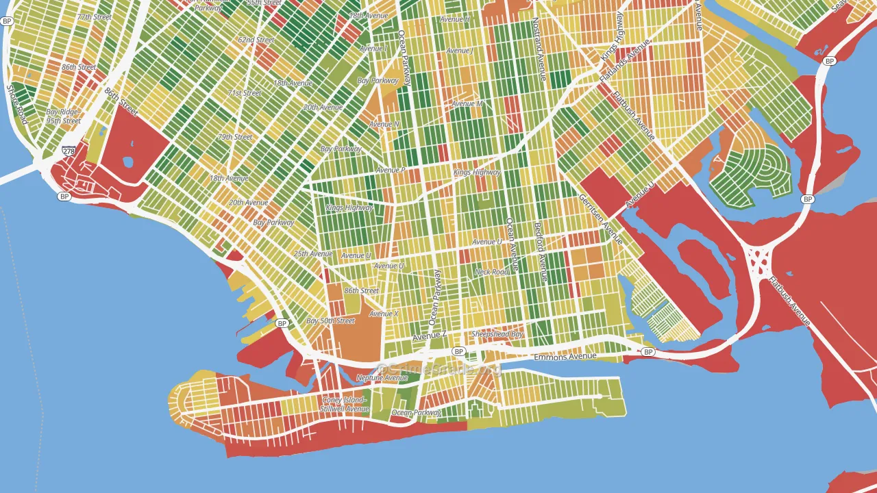 Gravesend-Sheepshead Bay, Brooklyn, NY Map of Assault Rates