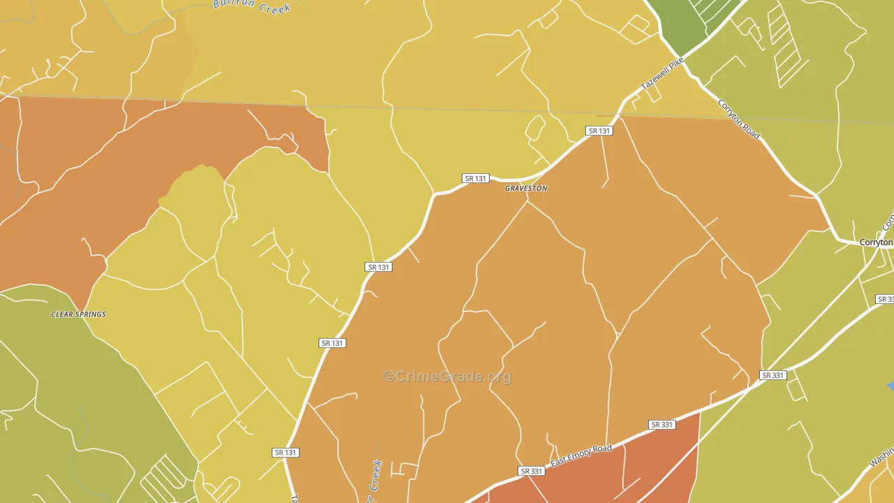 Graveston, TN Map of Assault Rates