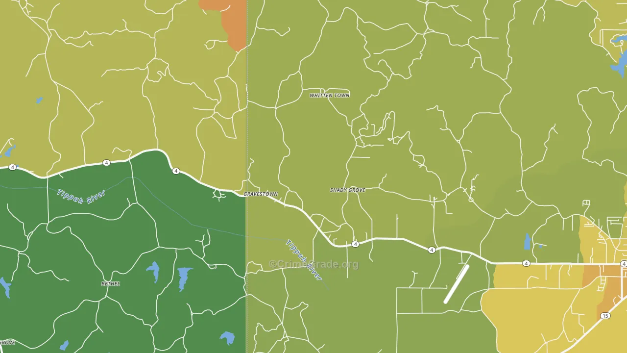 Gravestown, MS Map of Assault Rates