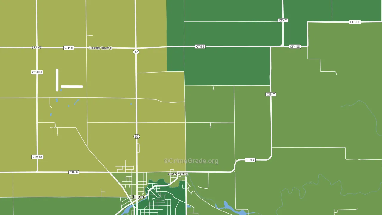 Gravesville, WI Map of Assault Rates