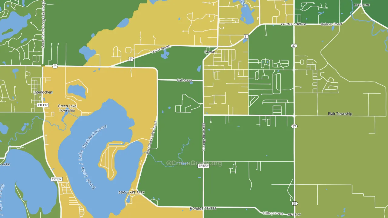 Grawn, MI Map of Assault Rates