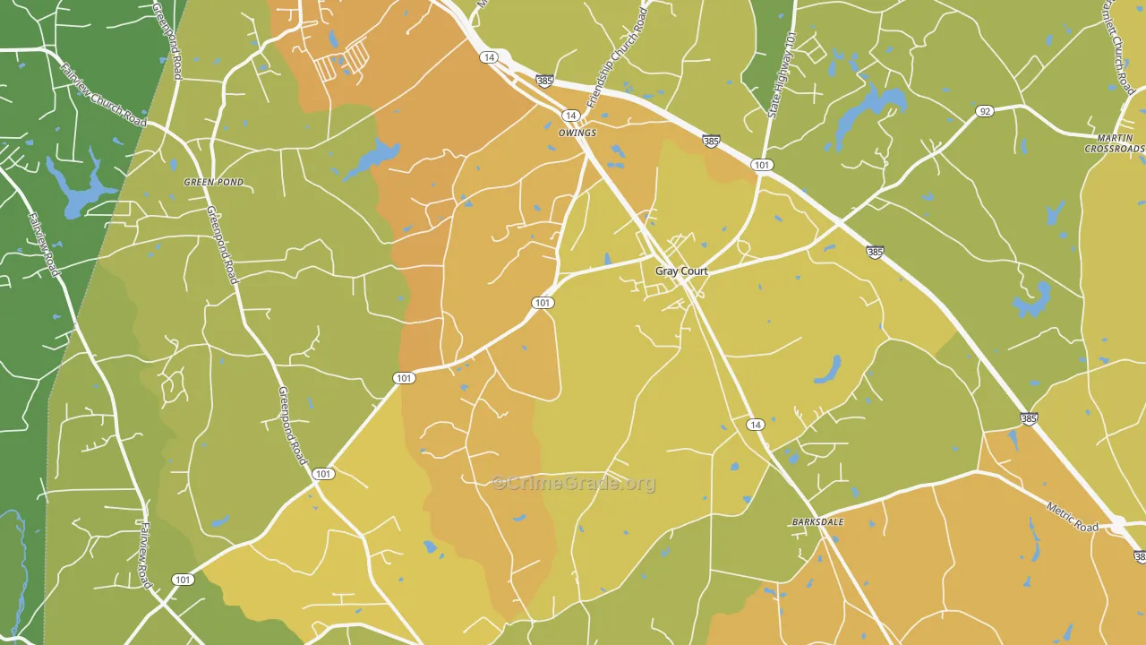 Gray Court, SC Map of Assault Rates