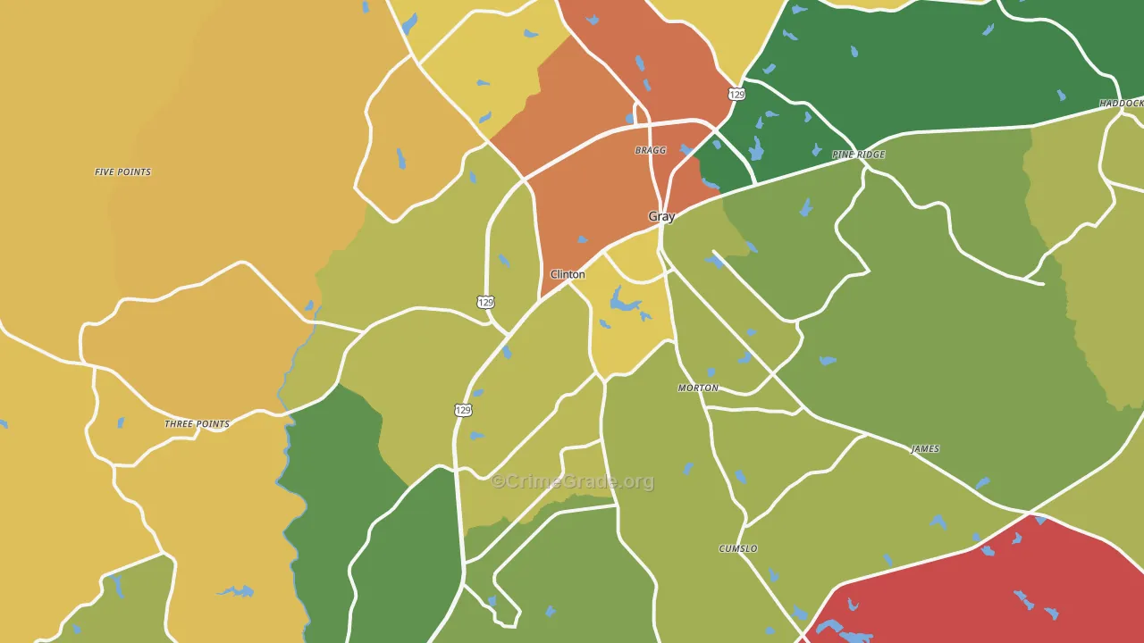 Gray, GA Map of Assault Rates