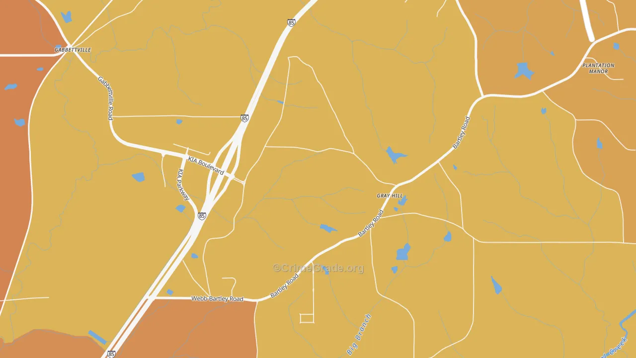 Gray Hill, GA Map of Assault Rates