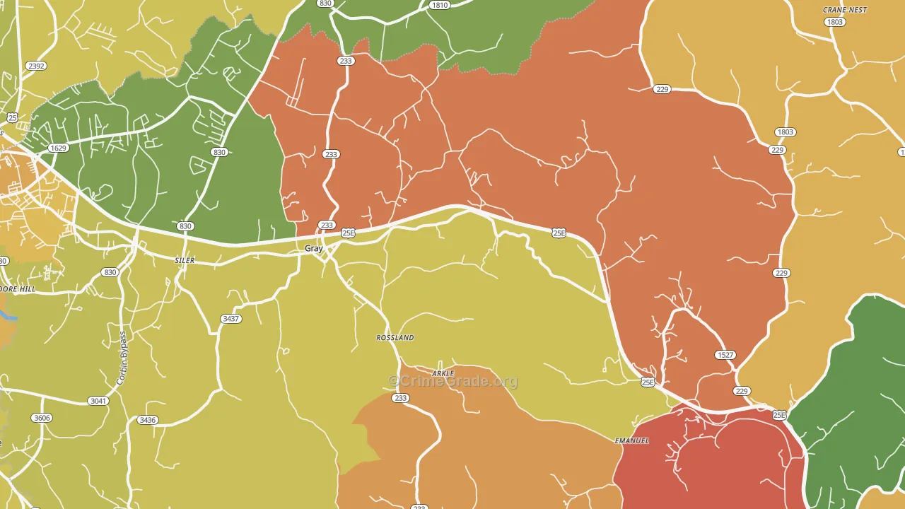 Gray, KY Map of Assault Rates