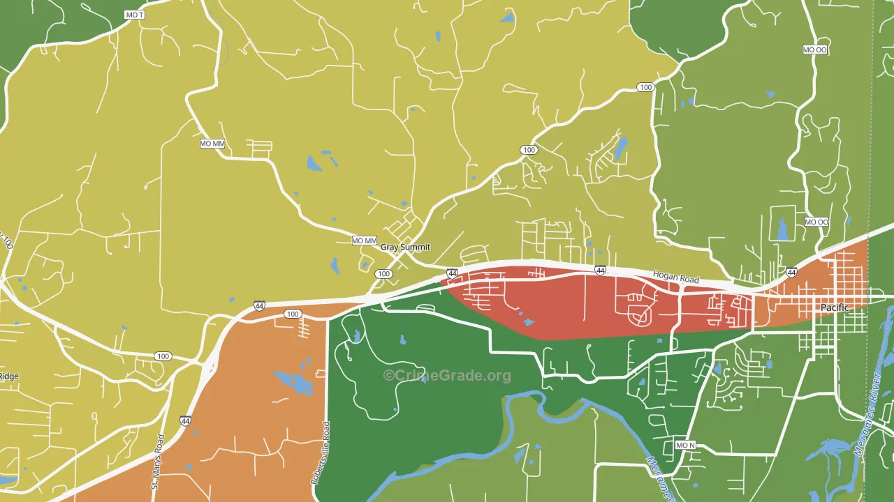 Gray Summit, MO Map of Assault Rates