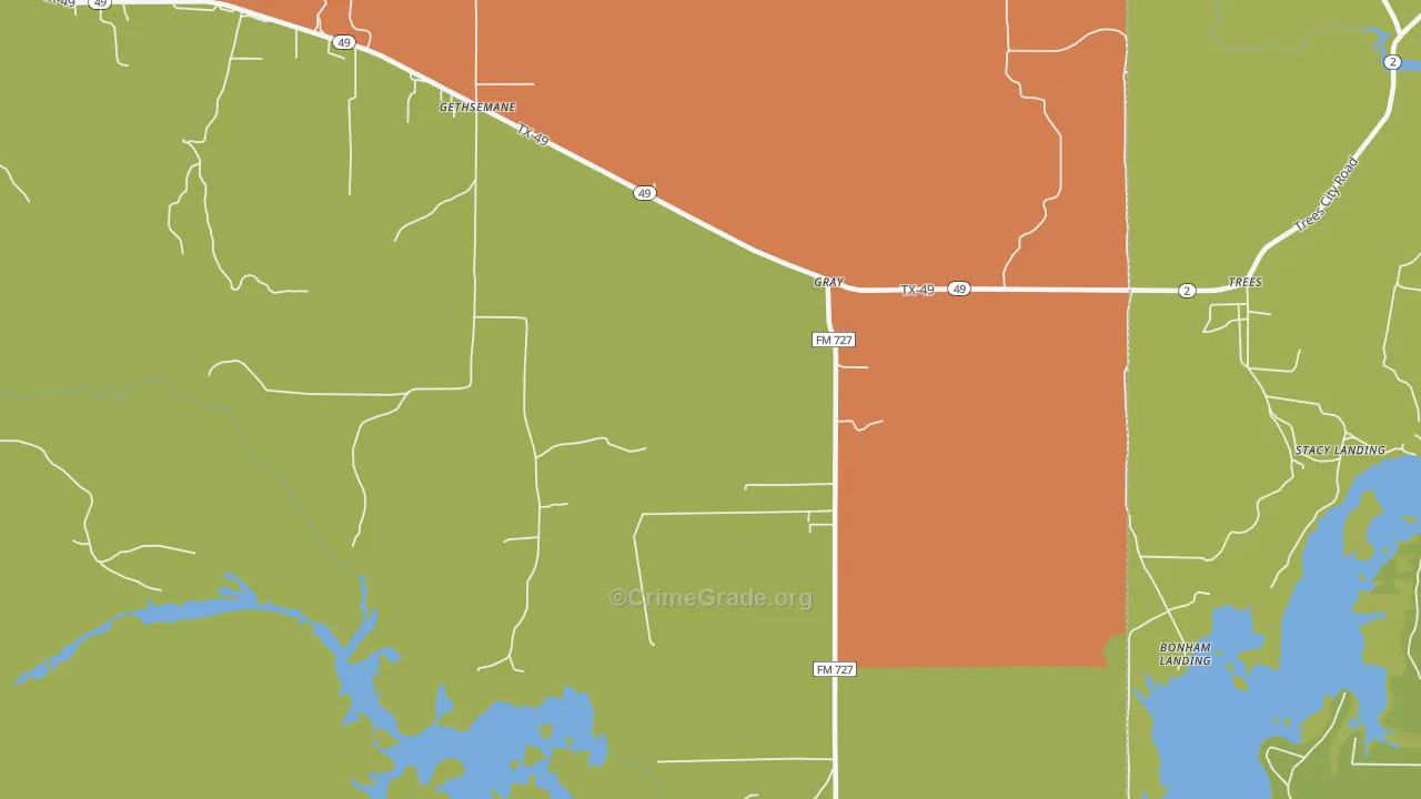 Gray, TX Map of Assault Rates