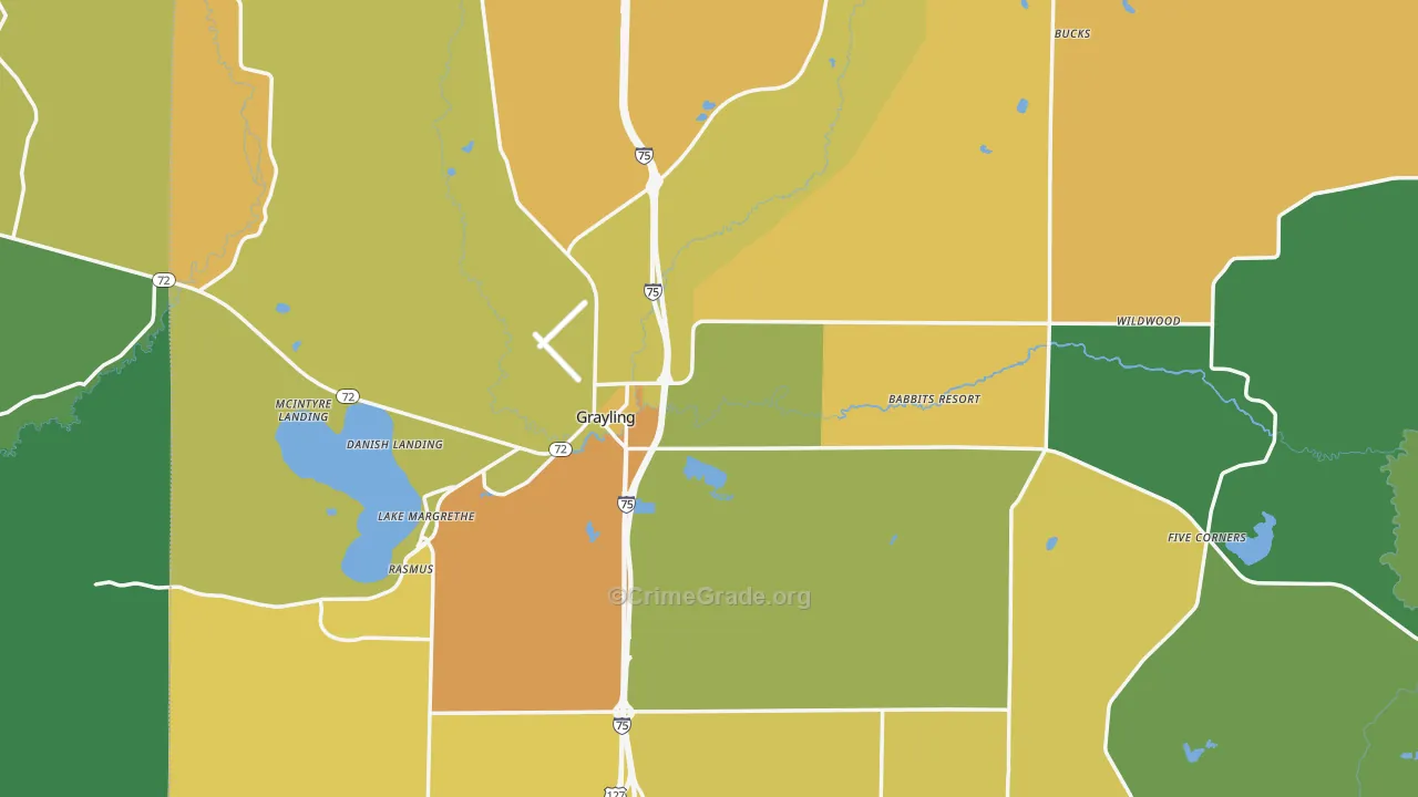 Grayling, MI Map of Assault Rates