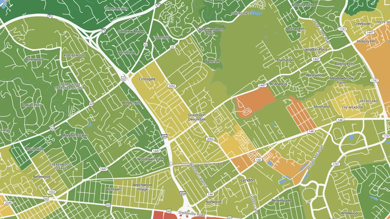 Graymoor-Devondale, KY Map of Assault Rates