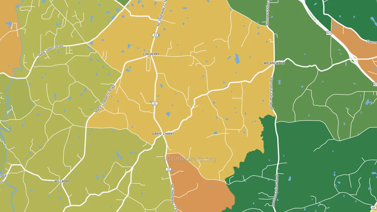 Grays Chapel, NC Map of Assault Rates